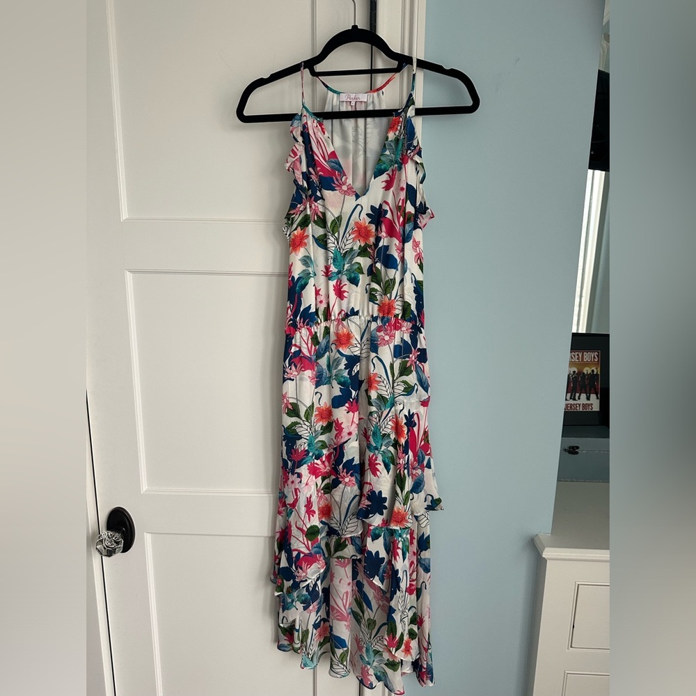 Parker Asymmetrical Floral Dress Size S.